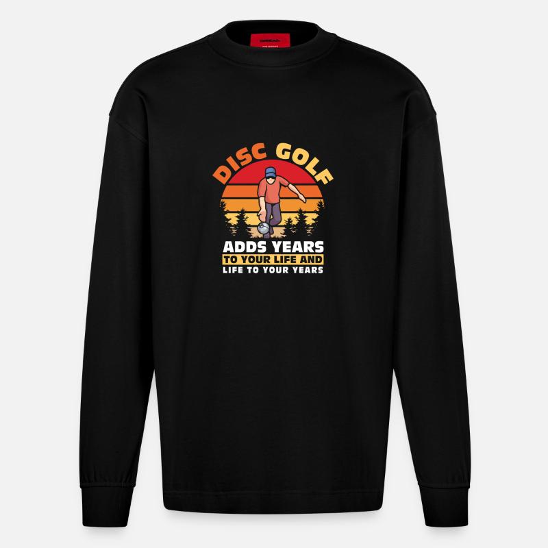 Cadeaux de disc golf Disc Golf - Manches longues bio épais oversize fabriqué en UE - SOLID BLACK