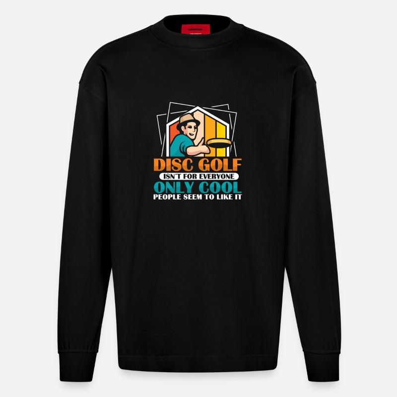 Cadeaux de disc golf Disc Golf - Manches longues bio épais oversize fabriqué en UE - SOLID BLACK