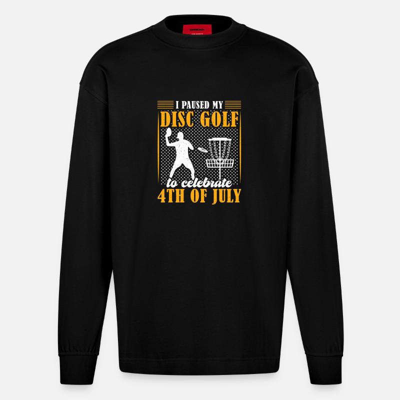 Disc Golf Geschenke Discgolf - Heavyweight Oversized Organic Langarmshirt Made in EU - SOLID BLACK
