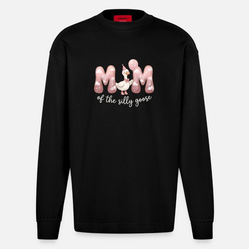 Mutter der Dummen Gans - Heavyweight Oversized Organic Langarmshirt Made in EU - SOLID BLACK