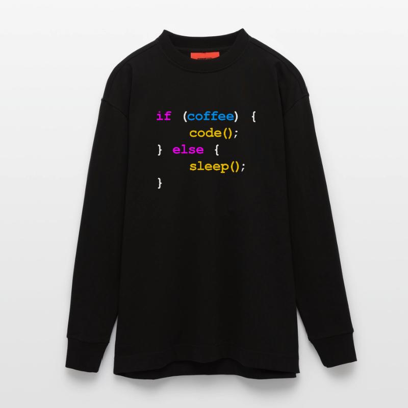 No Coffee No Code Programmer Computer Scientist Heavyweight Oversized Organic Longsleeve Shirt Made in EU