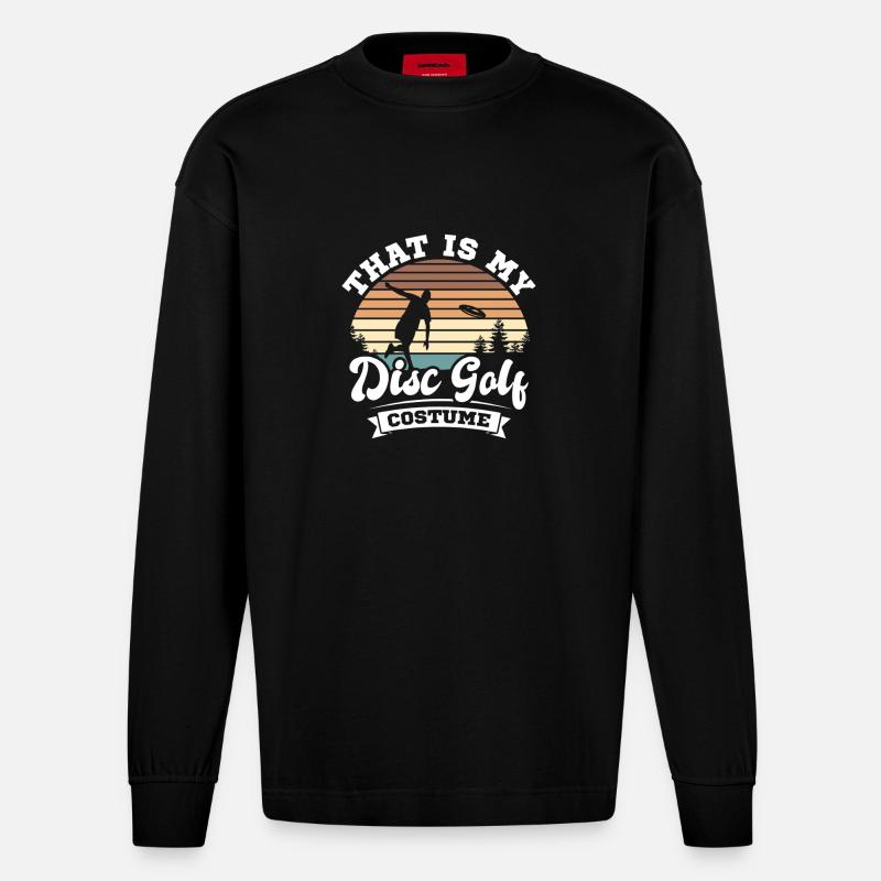 Disc Golf Geschenke Discgolf - Heavyweight Oversized Organic Langarmshirt Made in EU - SOLID BLACK