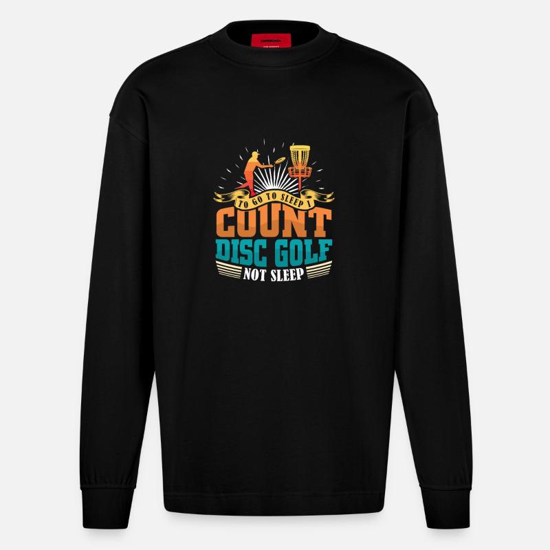 Cadeaux de disc golf Disc Golf - Manches longues bio épais oversize fabriqué en UE - SOLID BLACK
