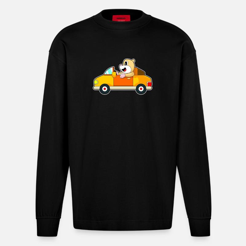 Hamster Auto - Heavyweight Oversized Organic Langarmshirt Made in EU - SOLID BLACK