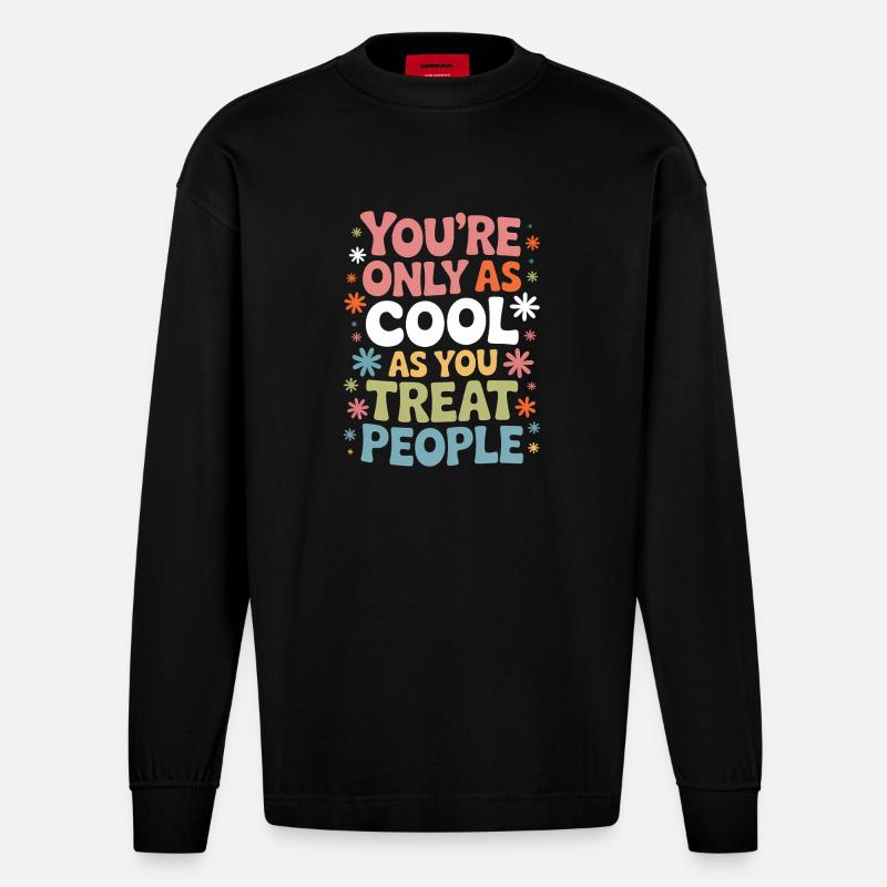 Spruch Statement Respekt Freundlichkeit Geschenk - Heavyweight Oversized Organic Langarmshirt Made in EU - SOLID BLACK