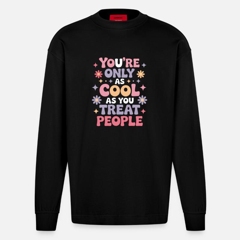 Spruch Statement Respekt Freundlichkeit Geschenk - Heavyweight Oversized Organic Langarmshirt Made in EU - SOLID BLACK