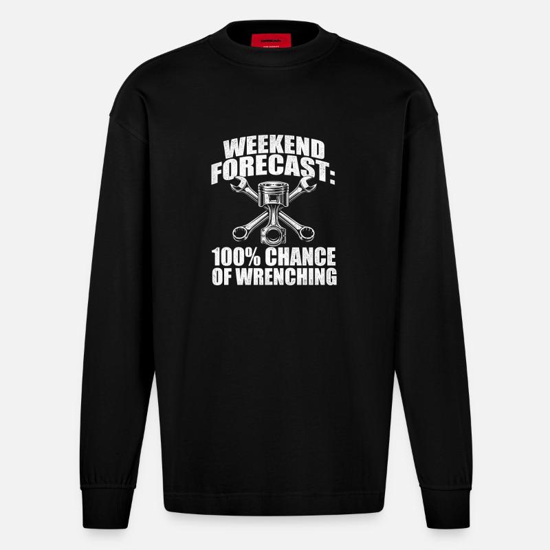 Wochenendvorhersage 100 Prozent Wrenching - Heavyweight Oversized Organic Langarmshirt Made in EU - SOLID BLACK
