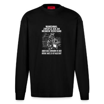T-shirt humoristique de licorne pour les fans de sarcasme - Manches longues bio épais oversize fabriqué en UE - SOLID BLACK - Devant