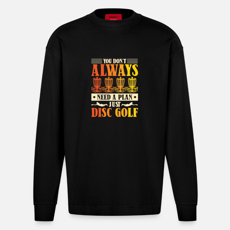 Cadeaux de disc golf Disc Golf - Manches longues bio épais oversize fabriqué en UE - SOLID BLACK
