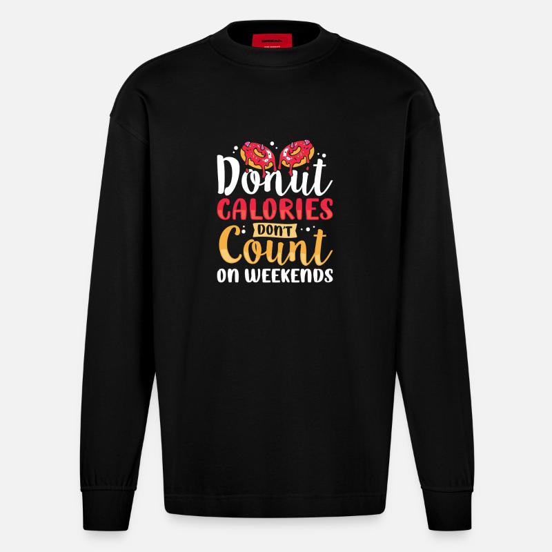 Restauration rapide en donuts - Manches longues bio épais oversize fabriqué en UE - SOLID BLACK