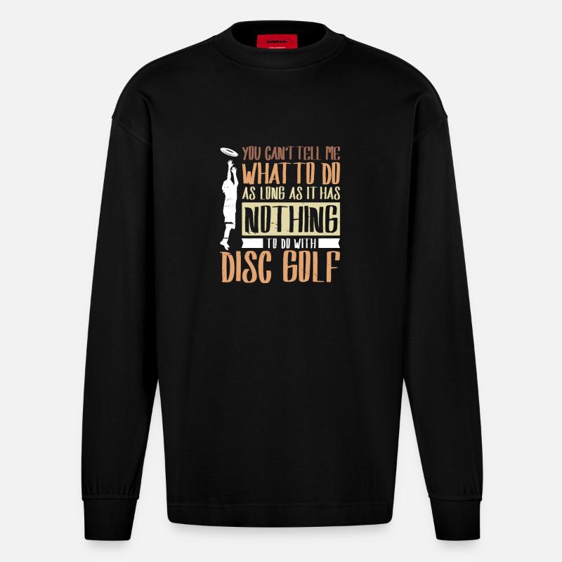 Disc Golf Geschenke Discgolf - Heavyweight Oversized Organic Langarmshirt Made in EU - SOLID BLACK