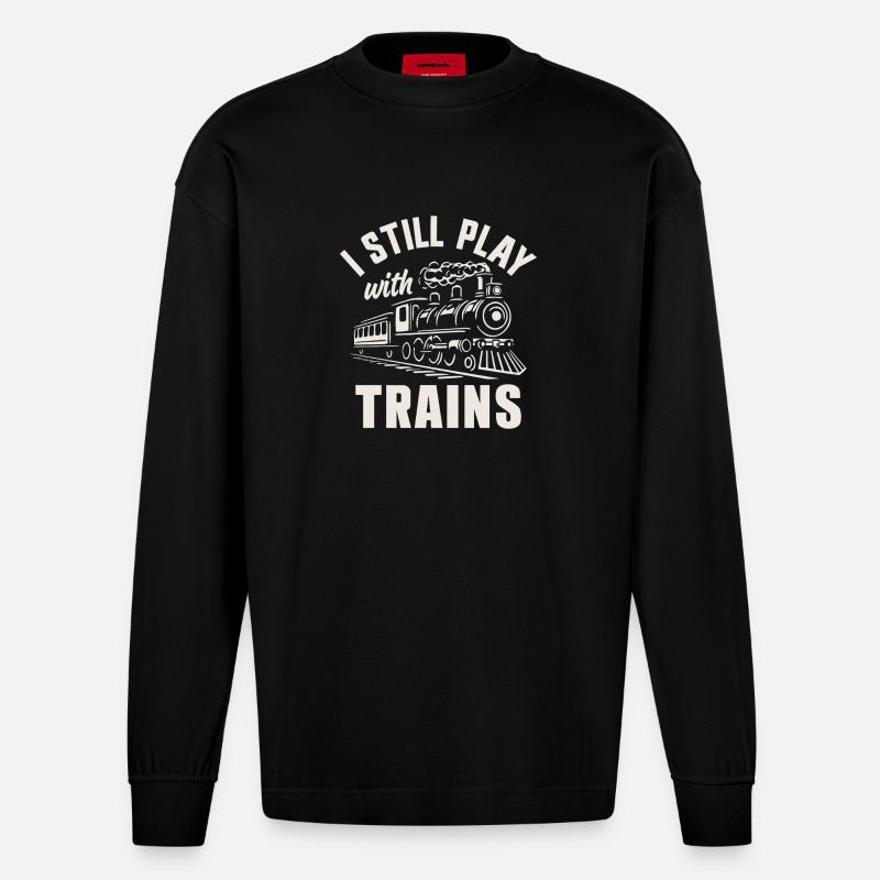 Zugführer der Dampflokomotivenbahn - Heavyweight Oversized Organic Langarmshirt Made in EU - SOLID BLACK