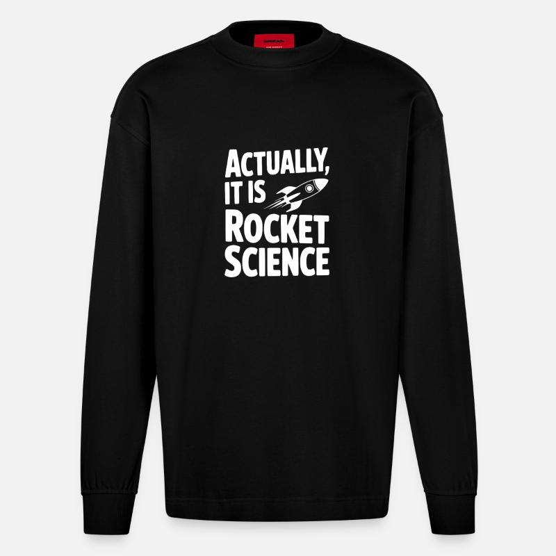 Actually It Is Rocket Science - Heavyweight Oversized Organic Longsleeve Shirt Made in EU - SOLID BLACK