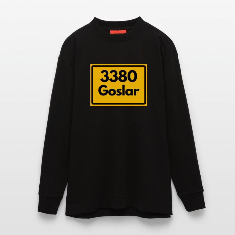 OLD POSTCODE ZIP CODE RETRO 3380 GOSLAR KAISERPFAL Heavyweight Oversized Organic Longsleeve Shirt Made in EU