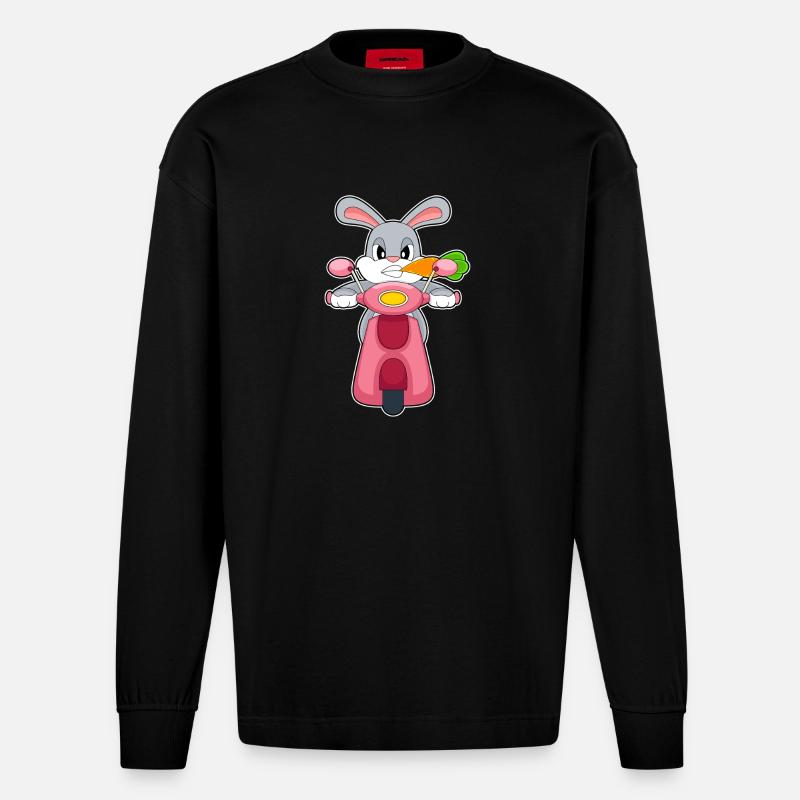 Hase Motorroller - Heavyweight Oversized Organic Langarmshirt Made in EU - SOLID BLACK