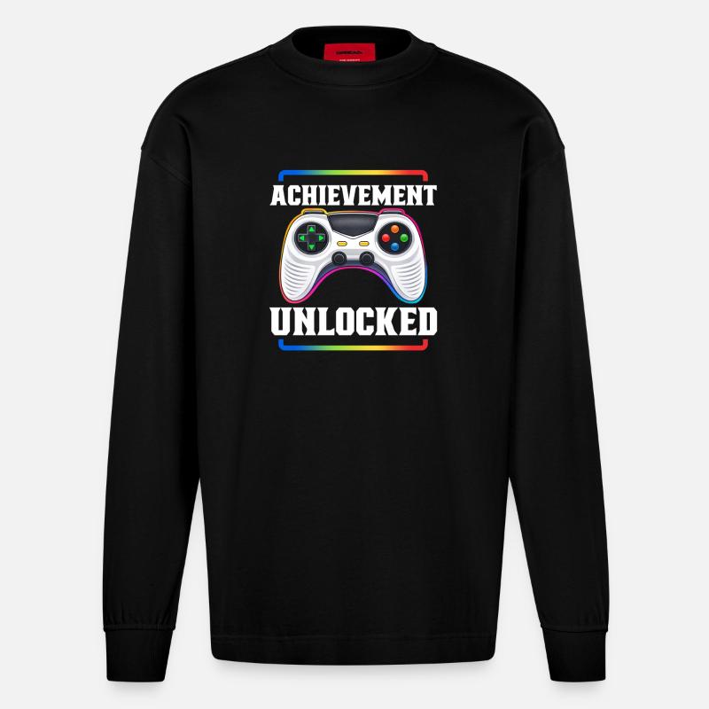 Gaming Gamer Videospiele Controller Zocken Zocker - Heavyweight Oversized Organic Langarmshirt Made in EU - SOLID BLACK