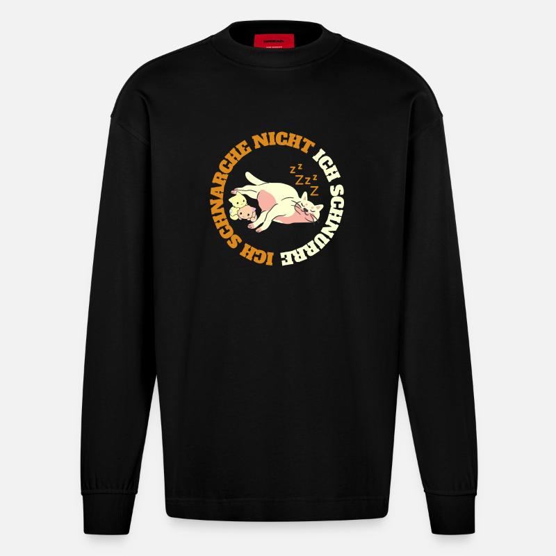 cat - Heavyweight Oversized Organic Langarmshirt Made in EU - SOLID BLACK