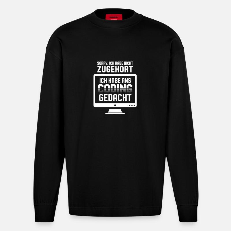 Coding-Gedanke statt Zuhören - Heavyweight Oversized Organic Langarmshirt Made in EU - SOLID BLACK