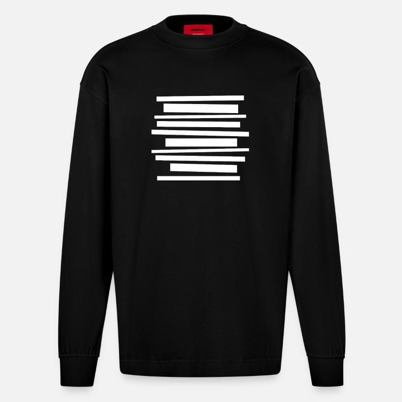 bold geometric lines pattern design - Heavyweight Oversized Organic Longsleeve Shirt Made in EU - SOLID BLACK