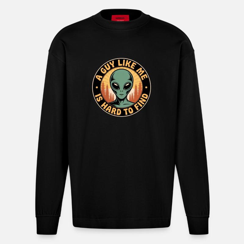 A Guy Like Me Alien - Heavyweight Oversized Organic Langarmshirt Made in EU - SOLID BLACK
