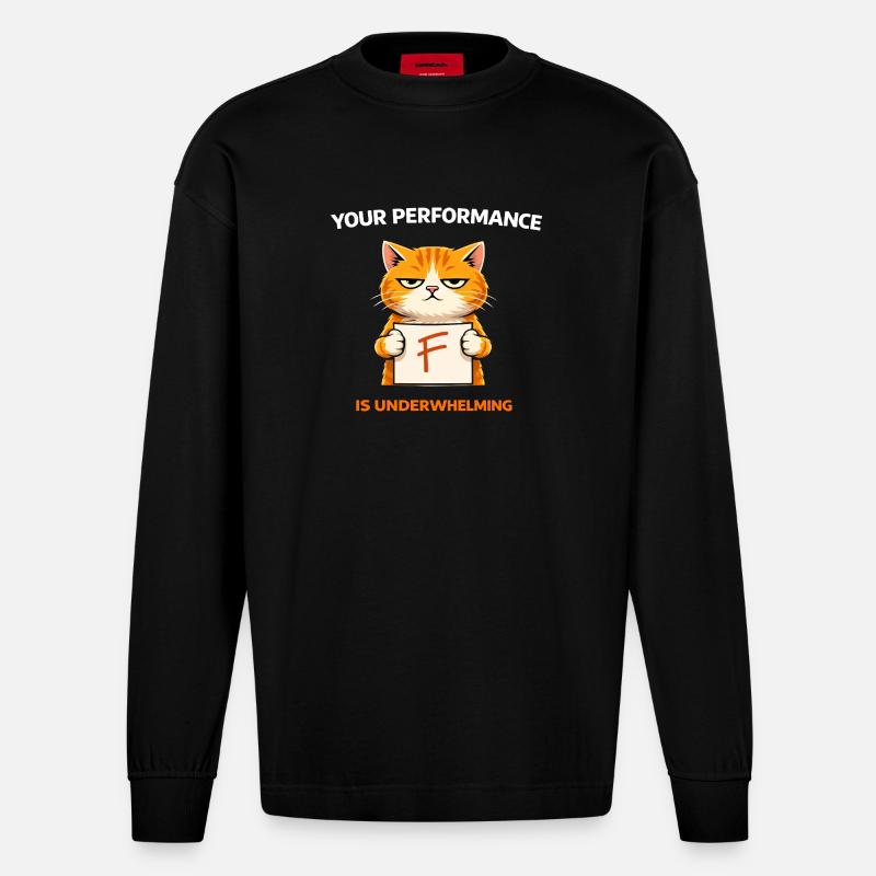 Performance décevante de Cat - Manches longues bio épais oversize fabriqué en UE - SOLID BLACK