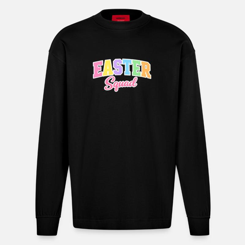 Easter Squad Ostern - Heavyweight Oversized Organic Langarmshirt Made in EU - SOLID BLACK