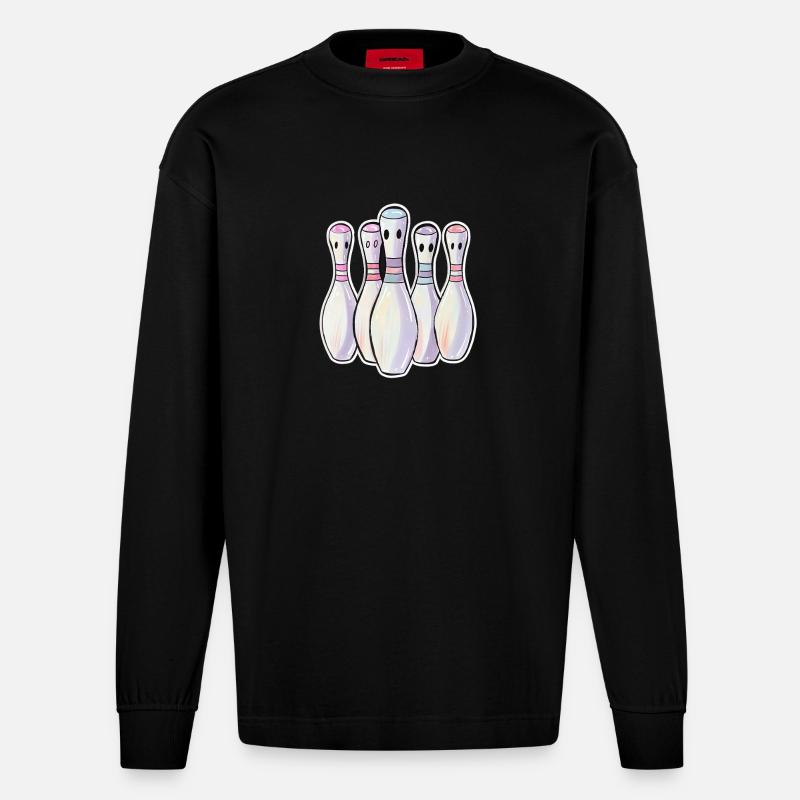 Quilles de bowling Look comique - Manches longues bio épais oversize fabriqué en UE - SOLID BLACK