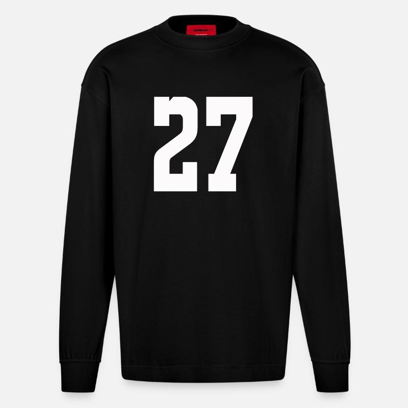 Chiffres 27 Contrast Design - Manches longues bio épais oversize fabriqué en UE - SOLID BLACK