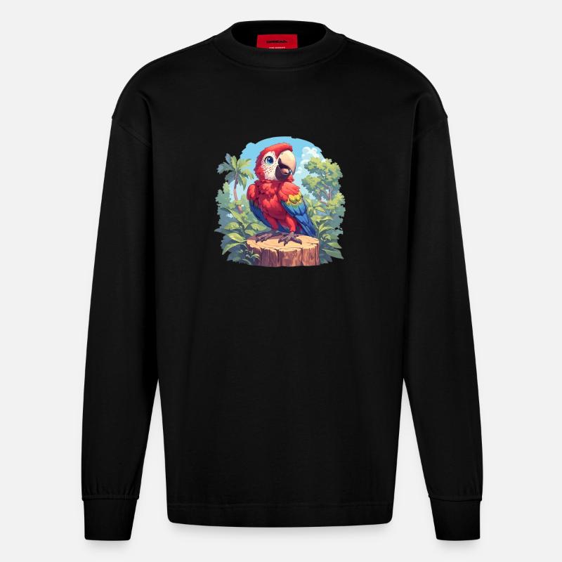 Macaw's Era - Heavyweight Oversized Organic Longsleeve Shirt Made in EU - SOLID BLACK