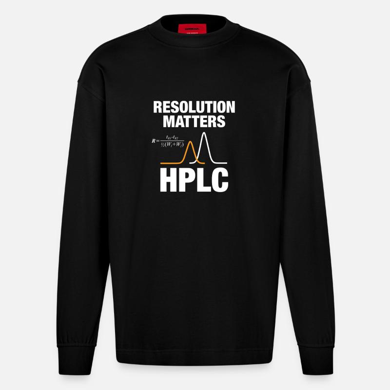 HPLC Peak Resolution Performance Chromatography - Heavyweight Oversized Organic Langarmshirt Made in EU - SOLID BLACK