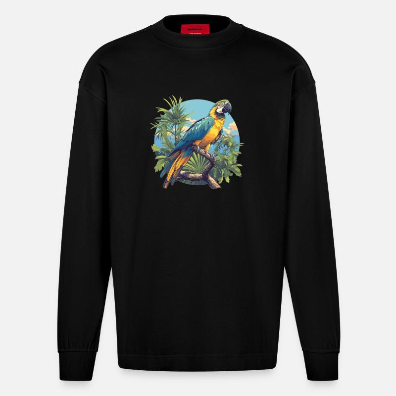 Macaw's Era - Heavyweight Oversized Organic Longsleeve Shirt Made in EU - SOLID BLACK