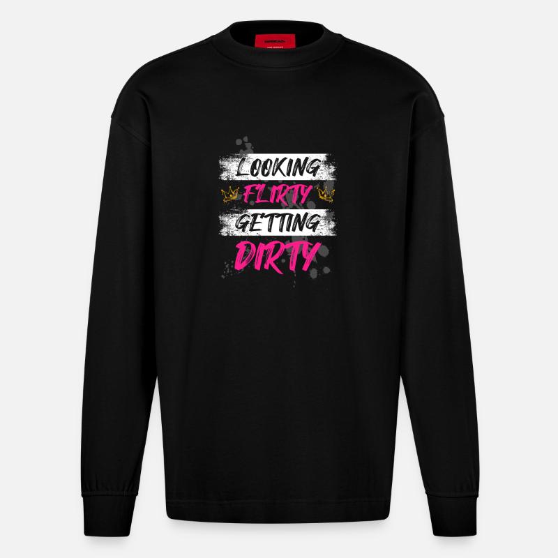 Look coquin Schlammlauf Course boueuse - Manches longues bio épais oversize fabriqué en UE - SOLID BLACK