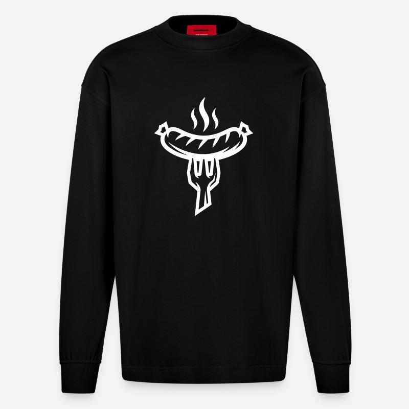 Wurst Bratwurst - Heavyweight Oversized Organic Langarmshirt Made in EU - SOLID BLACK