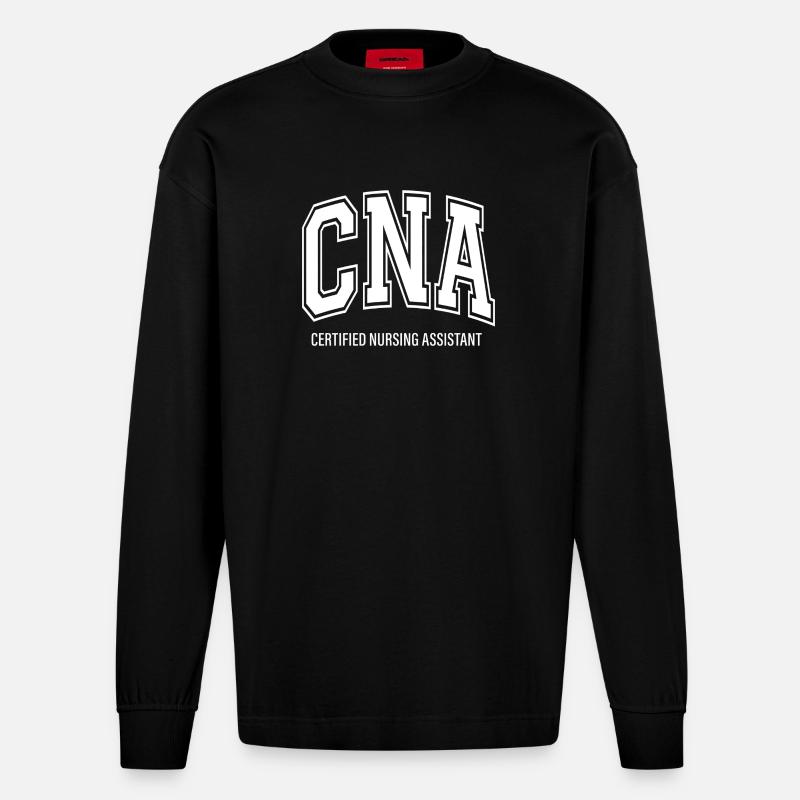 Assistante infirmière certifiée CNA - Manches longues bio épais oversize fabriqué en UE - SOLID BLACK