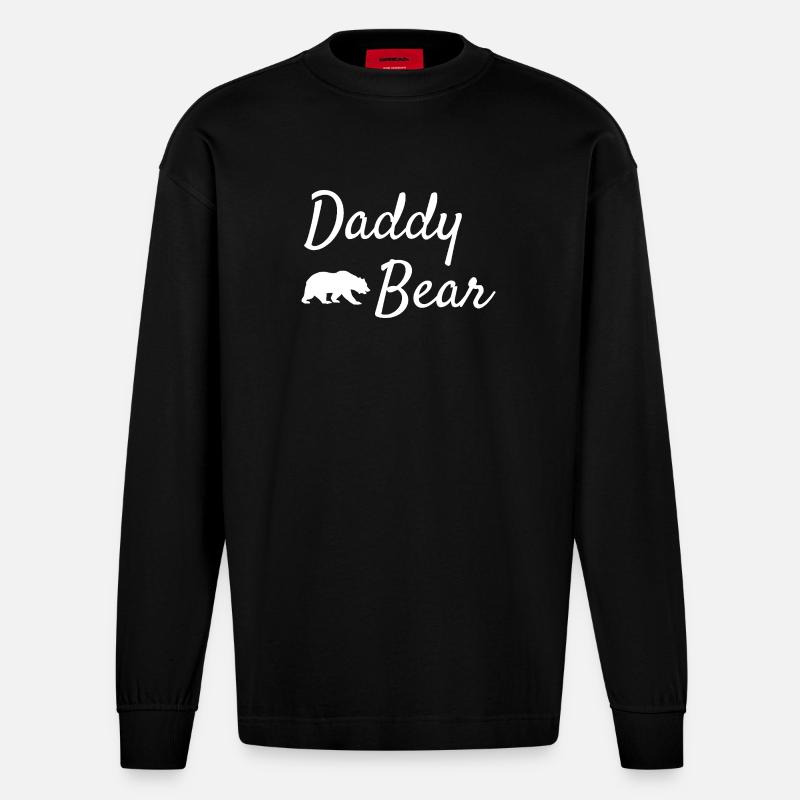 Daddy Bear Script-Logo - Heavyweight Oversized Organic Langarmshirt Made in EU - SOLID BLACK