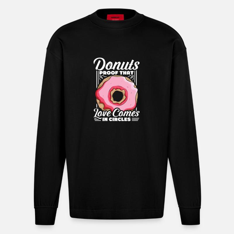 Restauration rapide en donuts - Manches longues bio épais oversize fabriqué en UE - SOLID BLACK