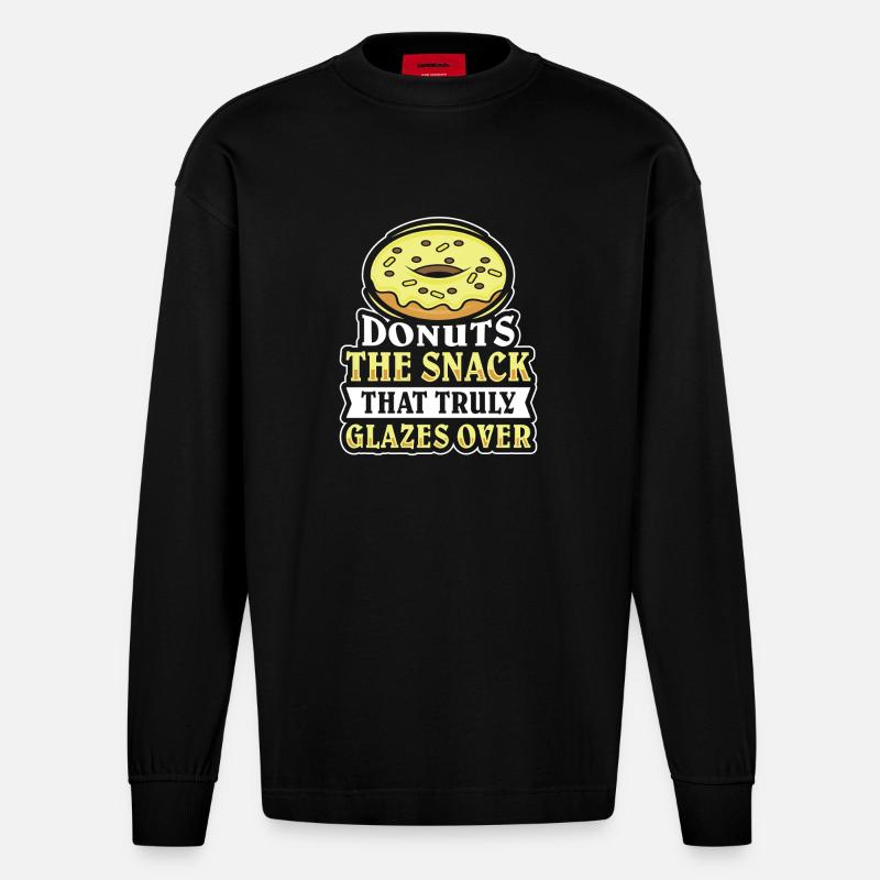 Restauration rapide en donuts - Manches longues bio épais oversize fabriqué en UE - SOLID BLACK