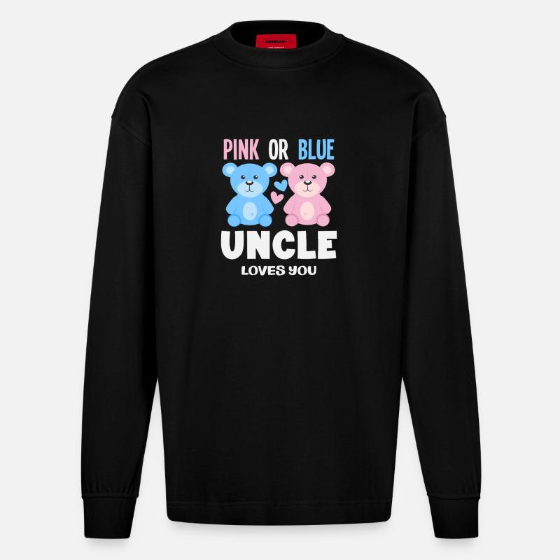 Pink Oder Blau Onkel Liebt Dich - Heavyweight Oversized Organic Langarmshirt Made in EU - SOLID BLACK