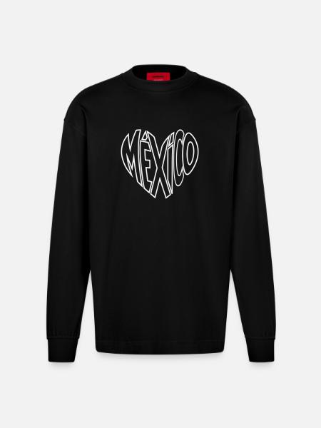 Mexico Perspective Lettering - Heavyweight Oversized Organic Longsleeve Shirt Made in EU - SOLID BLACK