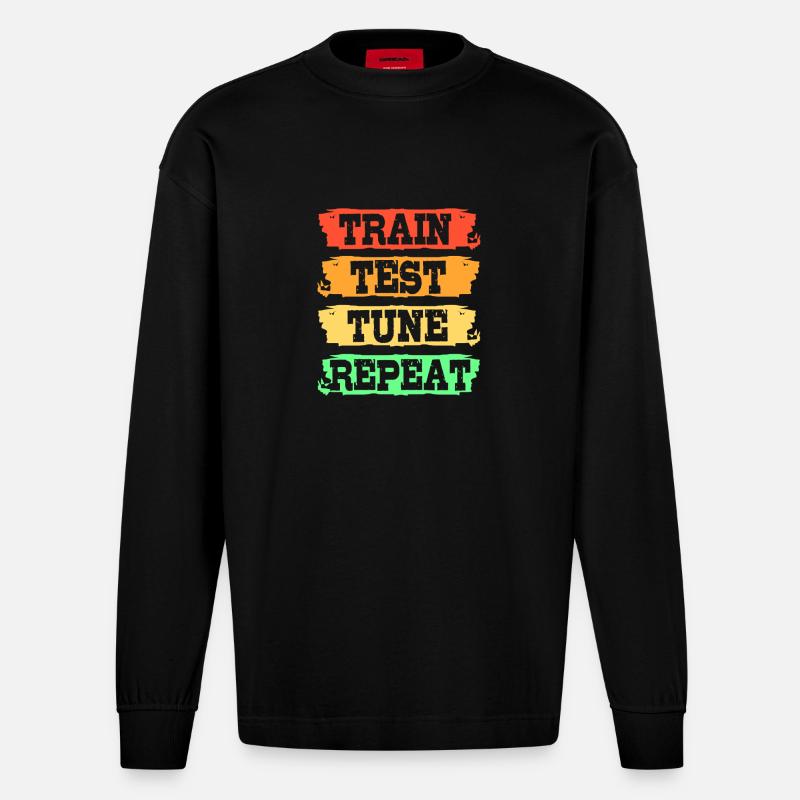 Programmeur codeur GPT - Manches longues bio épais oversize fabriqué en UE - SOLID BLACK