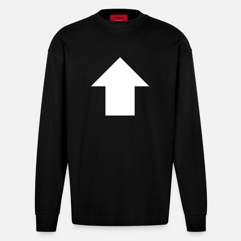 Panneau flèche vers le haut - Manches longues bio épais oversize fabriqué en UE - SOLID BLACK