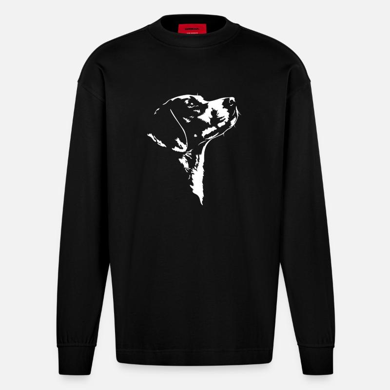Harrier Silhouette Hunde Hund Wilsigns - Heavyweight Oversized Organic Langarmshirt Made in EU - SOLID BLACK