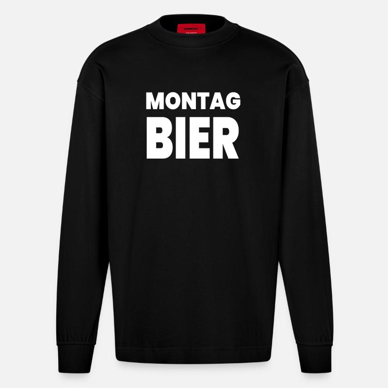 Bier - Heavyweight Oversized Organic Langarmshirt Made in EU - SOLID BLACK