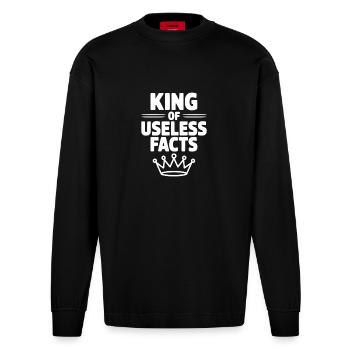 Roi des faits inutiles - Manches longues bio épais oversize fabriqué en UE - SOLID BLACK - Devant