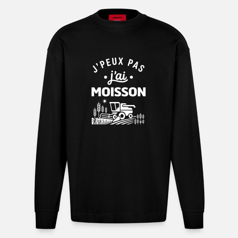 J'peux pas j'ai moisson - Manches longues bio épais oversize fabriqué en UE - SOLID BLACK