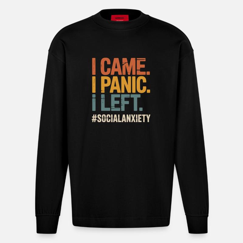 Introvertiertes Problem Lustiger Sozialfreak - Heavyweight Oversized Organic Langarmshirt Made in EU - SOLID BLACK