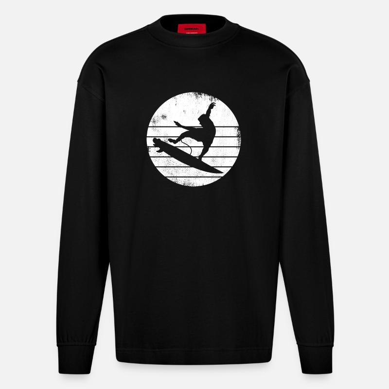 Conception de surfeur - Manches longues bio épais oversize fabriqué en UE - SOLID BLACK