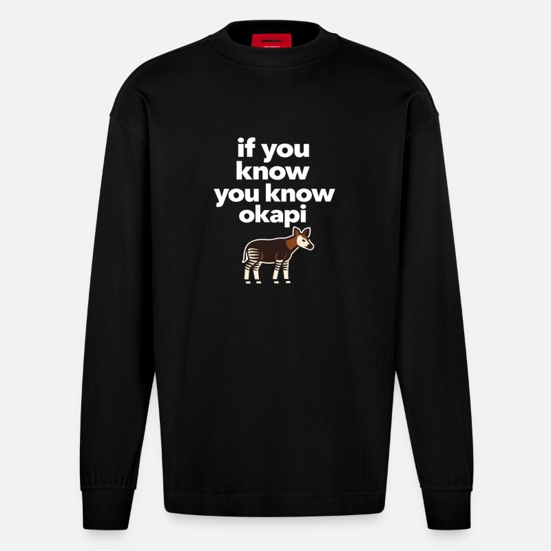 Okapi-liebhaber Okapi-tier Seltene Tierweltliebe - Heavyweight Oversized Organic Langarmshirt Made in EU - SOLID BLACK