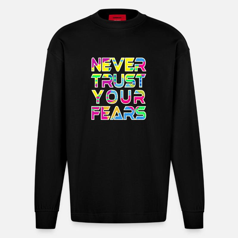 Niemals Angst vor W - Heavyweight Oversized Organic Langarmshirt Made in EU - SOLID BLACK