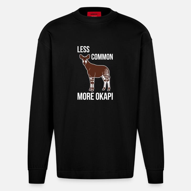 Okapi-liebhaber Okapi-tier Seltene Tierweltliebe - Heavyweight Oversized Organic Langarmshirt Made in EU - SOLID BLACK